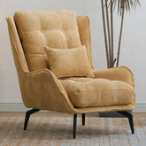 Vintage-inspired single sofa with corduroy cushions and matching ottomans for cozy seating main product image